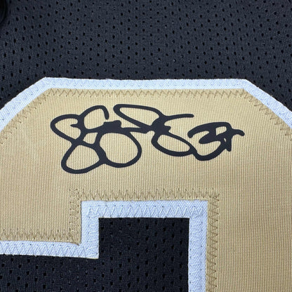 Facsimile Autographed Steve Gleason New Orleans Black Reprint Laser Auto Football Jersey Size Men's XL