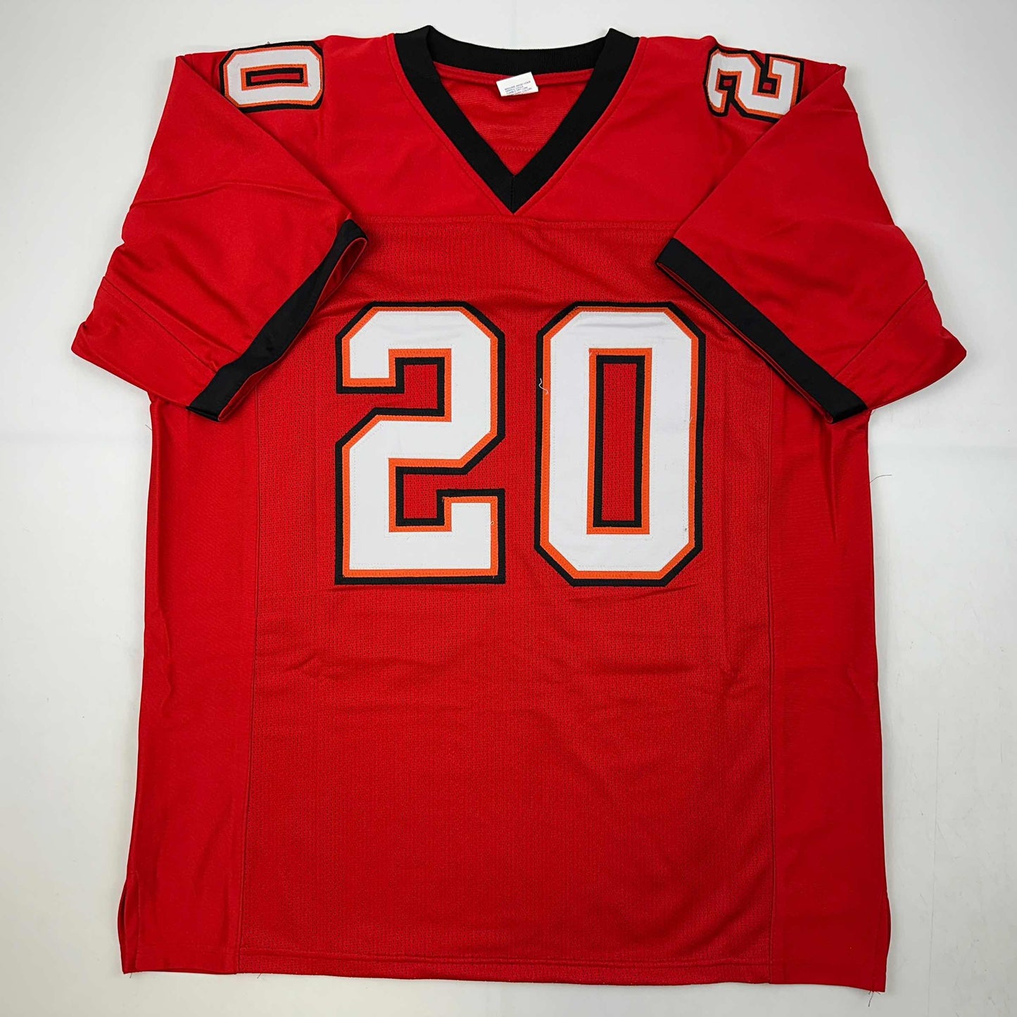 Facsimile Autographed Ronde Barber Tampa Bay Red Reprint Laser Auto Football Jersey Size Men's XL