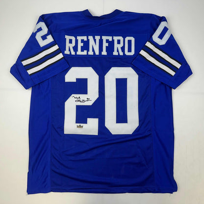 Facsimile Autographed Mel Renfro Dallas Blue Reprint Laser Auto Football Jersey Size Men's XL