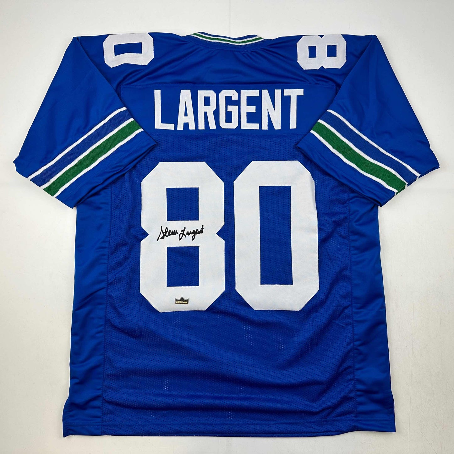 Facsimile Autographed Steve Largent Seattle Blue Reprint Laser Auto Football Jersey Size Men's XL