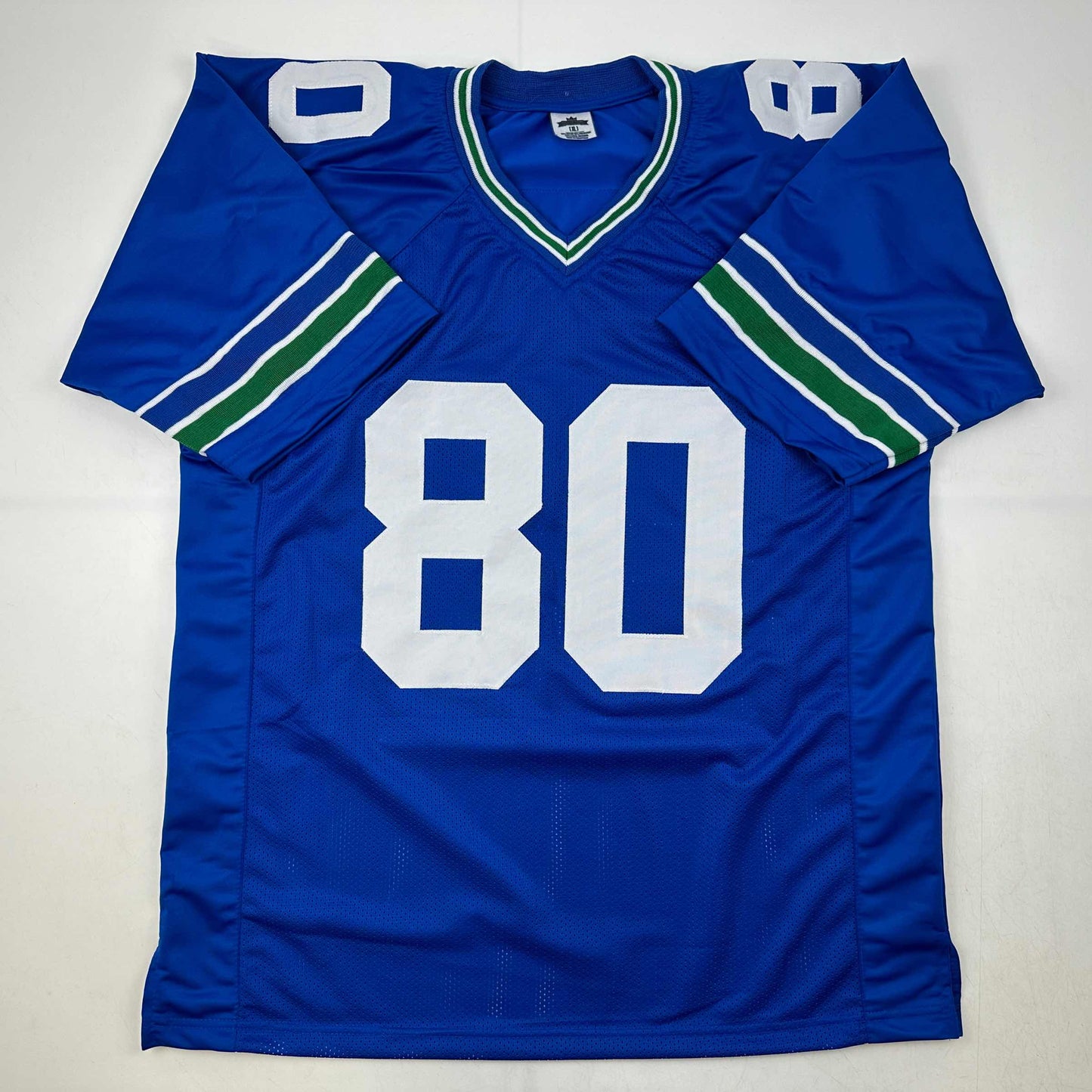 Facsimile Autographed Steve Largent Seattle Blue Reprint Laser Auto Football Jersey Size Men's XL