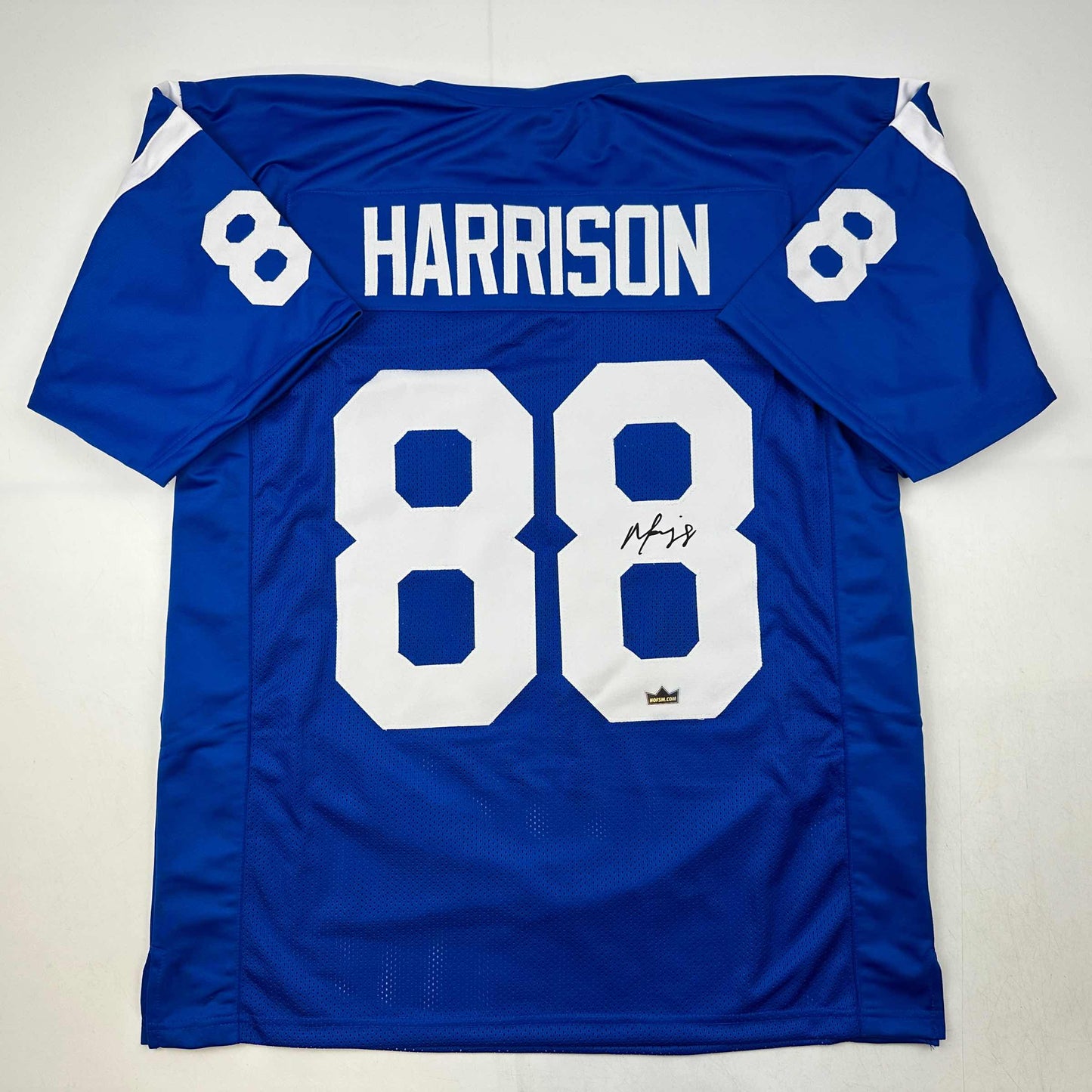 Facsimile Autographed Marvin Harrison Indianapolis Blue Reprint Laser Auto Football Jersey Size Men's XL