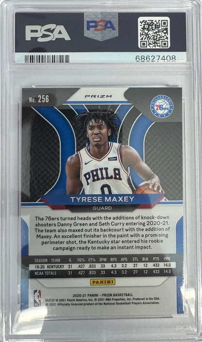 Graded 2020 Panini Prizm Tyrese Maxey #256 Ruby Wave Rookie RC Basketball Card PSA 10 Gem Mint