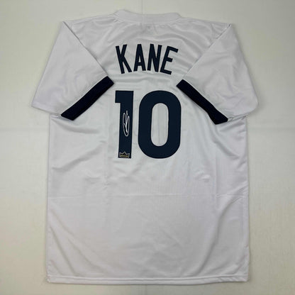 Facsimile Autographed Harry Kane Tottenham Hotspur FC White Reprint Laser Auto Soccer Jersey Size Men's XL