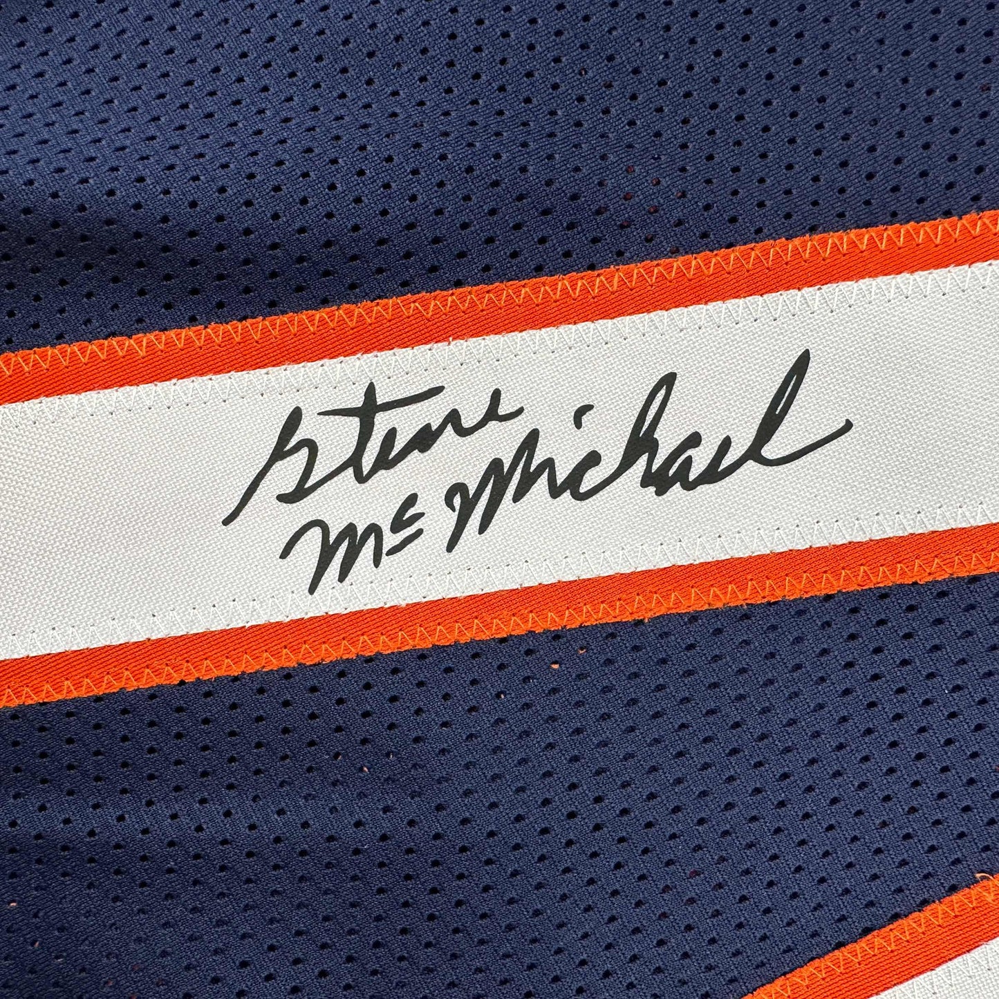 Framed Facsimile Autographed Steve McMichael 35x39 Chicago Blue Reprint Laser Auto Football Jersey