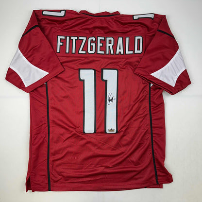 Facsimile Autographed Larry Fitzgerald Arizona Red Reprint Laser Auto Football Jersey Size Men's XL