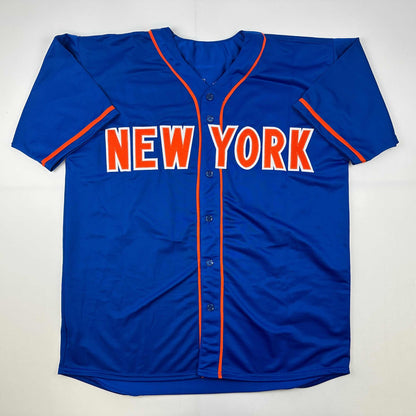 Facsimile Autographed Pete Alonso New York Blue Reprint Laser Auto Baseball Jersey Size Men's XL