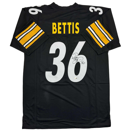 Autographed/Signed Jerome Bettis Pittsburgh Black Football Jersey JSA COA