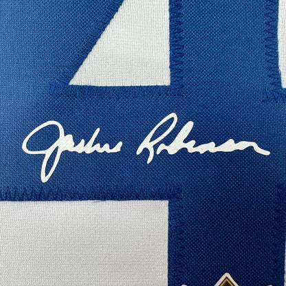 Facsimile Autographed Jackie Robinson Brooklyn Los Angeles LA White Reprint Laser Auto Baseball Jersey Size Men's XL