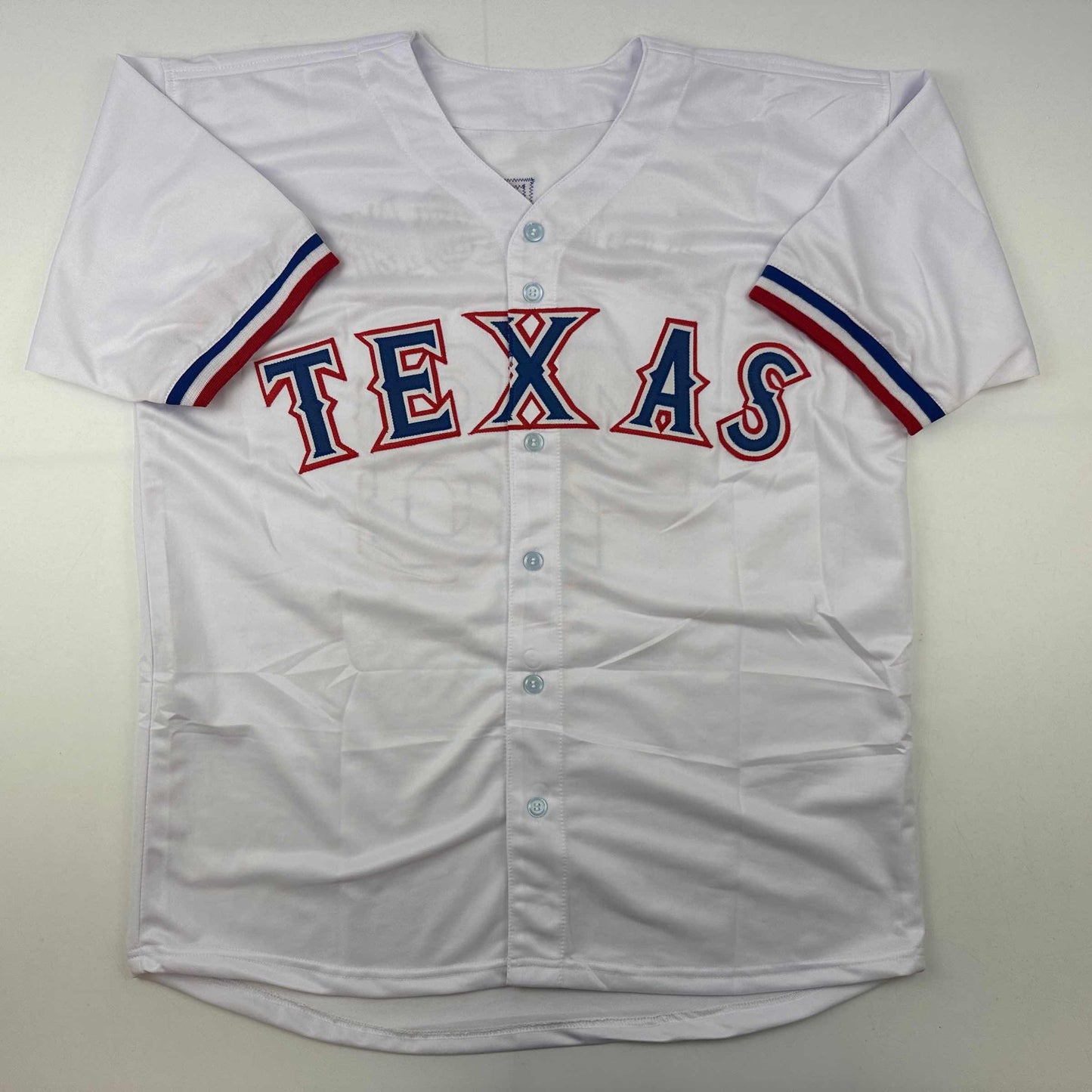 Facsimile Autographed Jacob DeGrom Texas White Reprint Laser Auto Baseball Jersey Size Men's XL