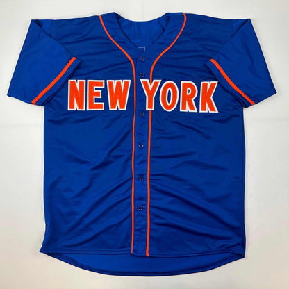 Facsimile Autographed Max Scherzer New York Blue Reprint Laser Auto Baseball Jersey Size Men's XL