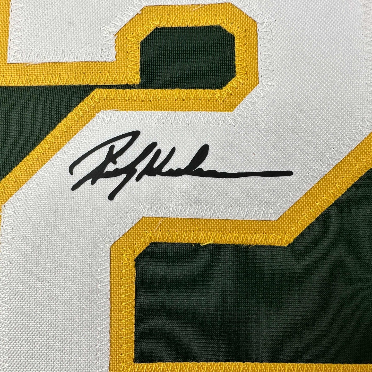 Facsimile Autographed Rickey Henderson Oakland Green Reprint Laser Auto Baseball Jersey Size Men's XL