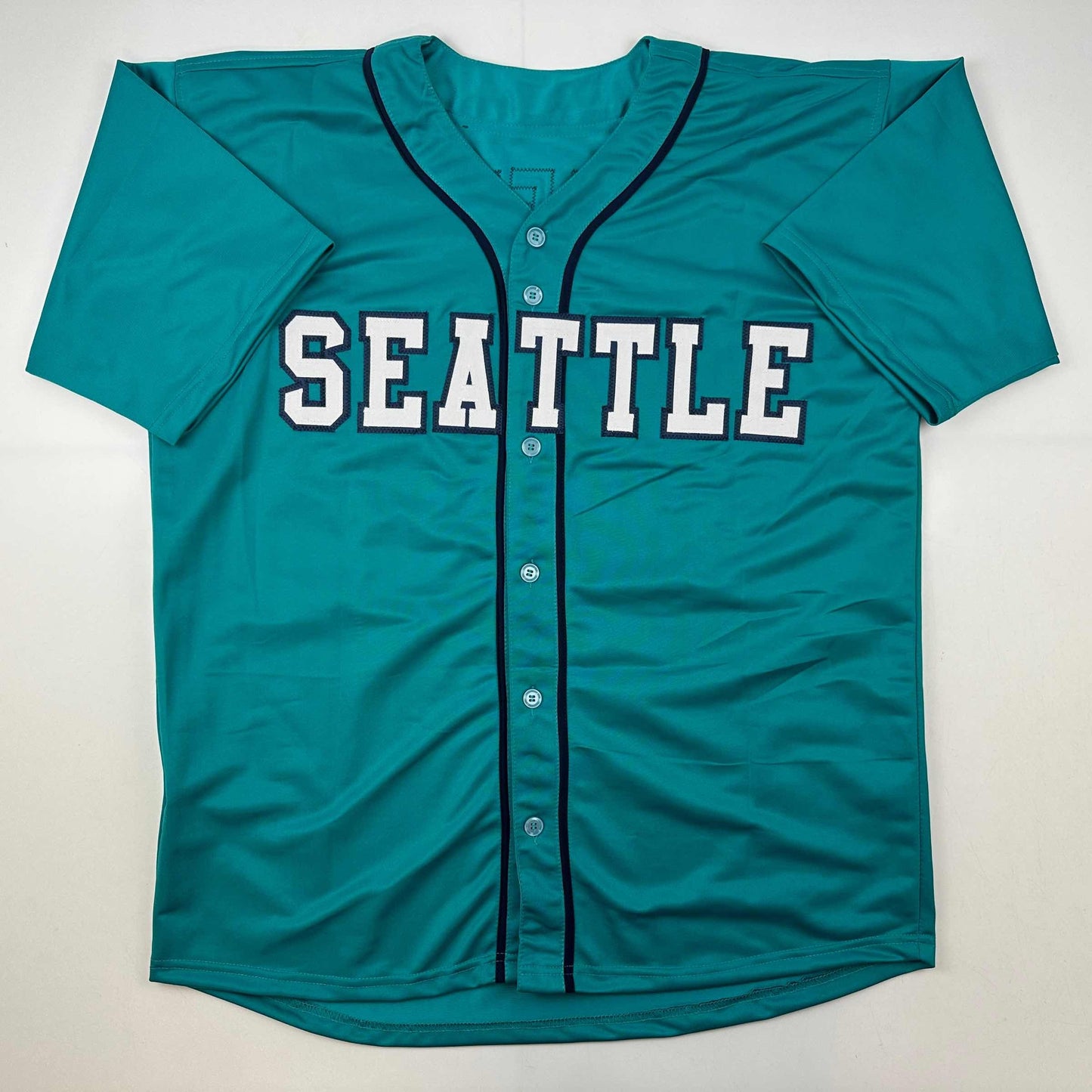 Facsimile Autographed Ken Griffey Jr. Seattle Teal Reprint Laser Auto Baseball Jersey Size Men's XL