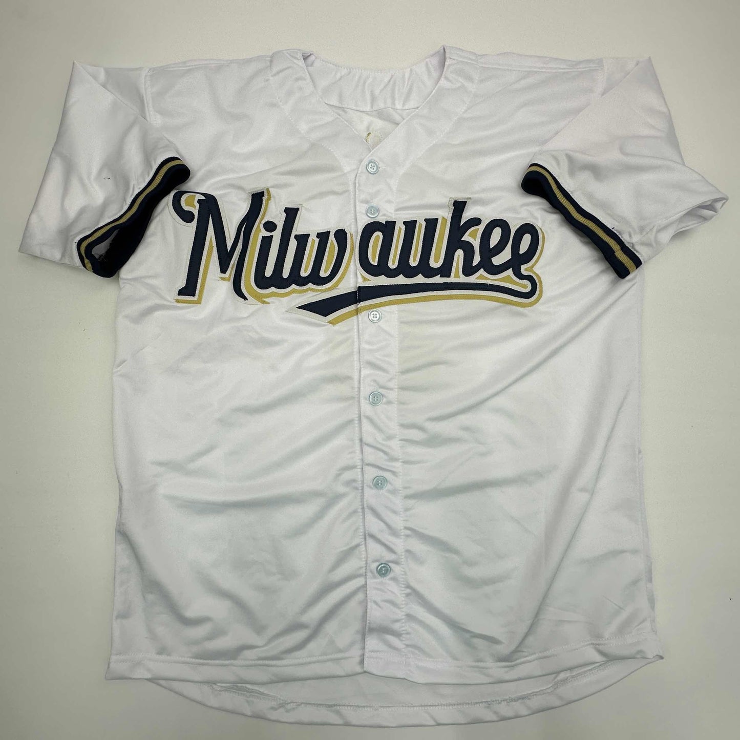 Facsimile Autographed Ryan Braun Milwaukee White Reprint Laser Auto Baseball Jersey Size Men's XL