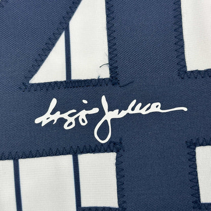 Facsimile Autographed Reggie Jackson New York Pinstripe Reprint Laser Auto Baseball Jersey Size Men's XL