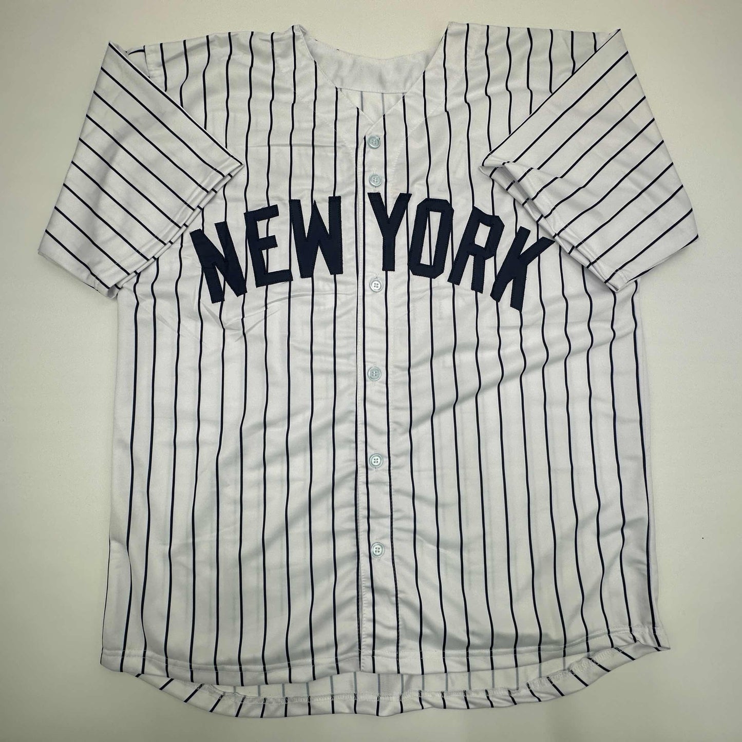Facsimile Autographed Reggie Jackson New York Pinstripe Reprint Laser Auto Baseball Jersey Size Men's XL