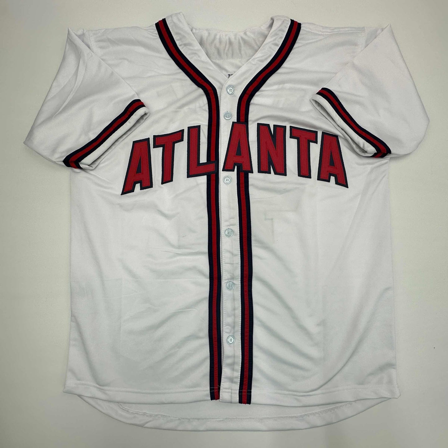 Facsimile Autographed Tom Glavine Atlanta White Reprint Laser Auto Baseball Jersey Size Men's XL