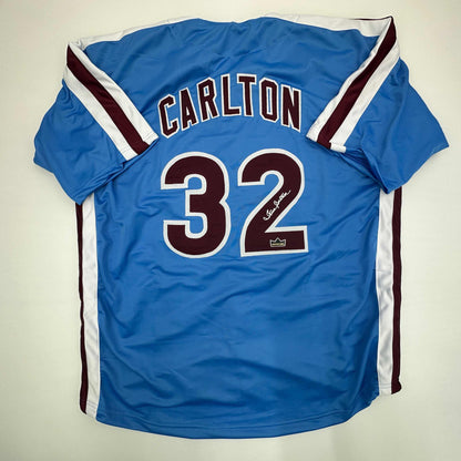 Facsimile Autographed Steve Carlton Philadelphia Blue Retro Reprint Laser Auto Baseball Jersey Size Men's XL