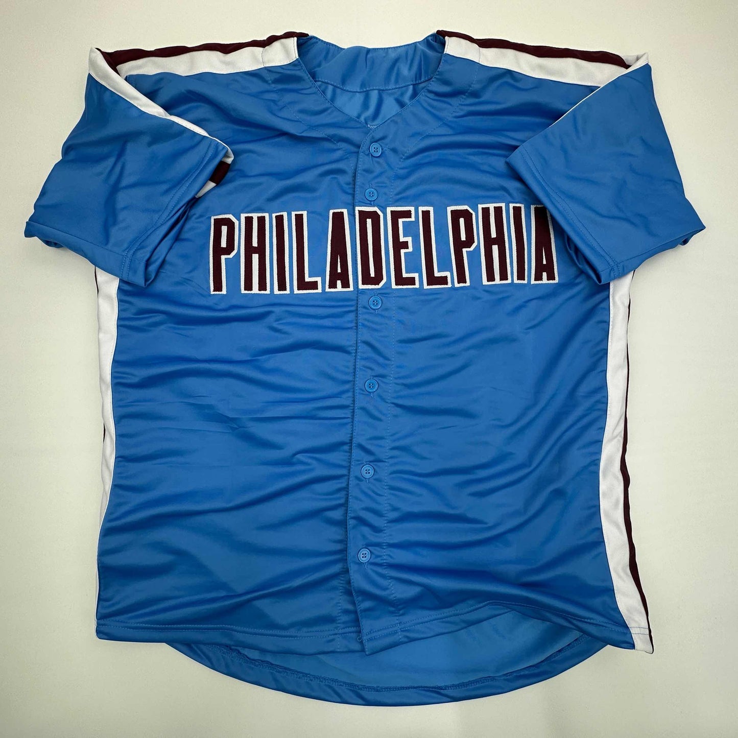 Facsimile Autographed Steve Carlton Philadelphia Blue Retro Reprint Laser Auto Baseball Jersey Size Men's XL