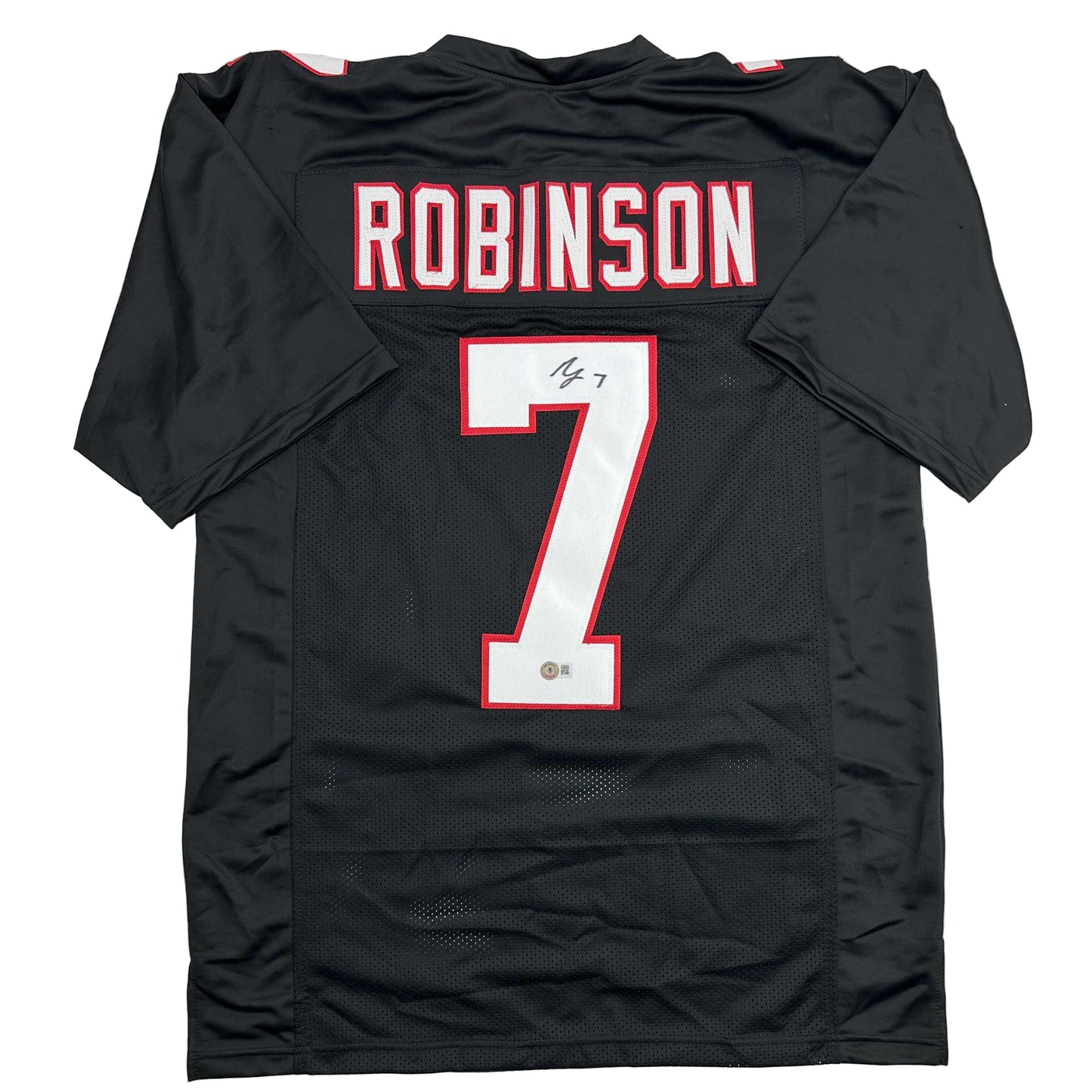 Autographed/Signed Bijan Robinson Atlanta Retro Black Football Jersey Beckett BAS COA