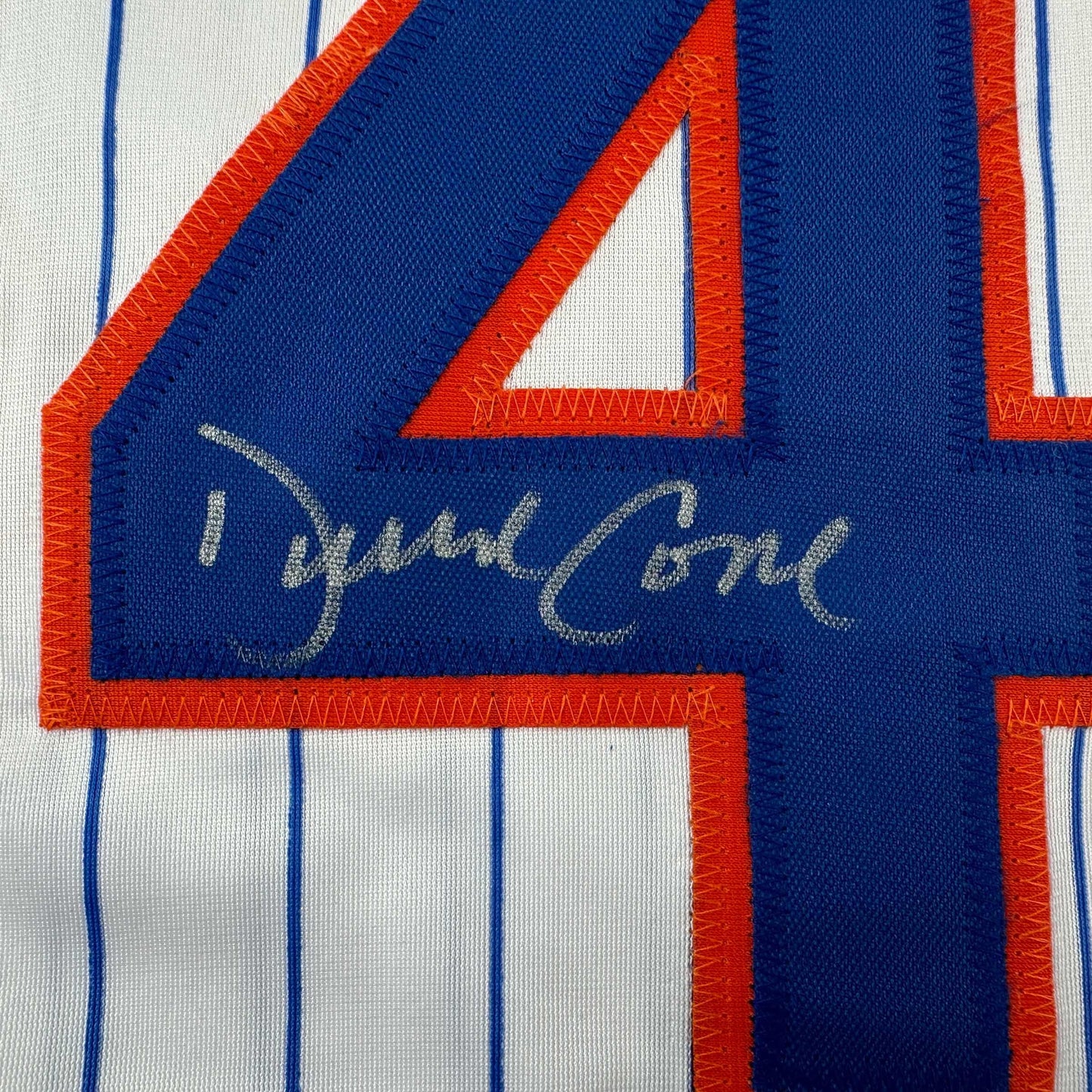 Autographed/Signed David Cone New York Pinstripe Baseball Jersey Beckett BAS COA