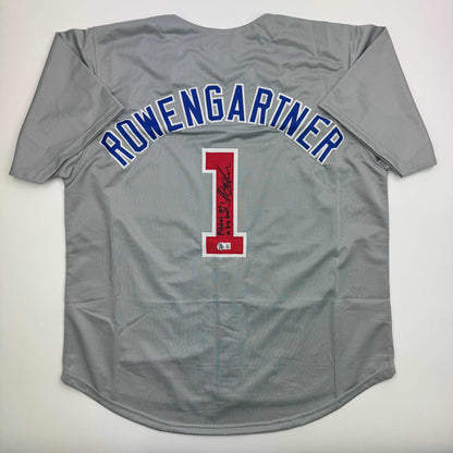 Autographed/Signed Thomas Ian Nicholas Henry Rowengartner Rookie Of The Year Chicago Grey Baseball Jersey Beckett BAS COA