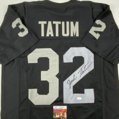 Autographed/Signed Jack Tatum Oakland Black Football Jersey JSA COA #1