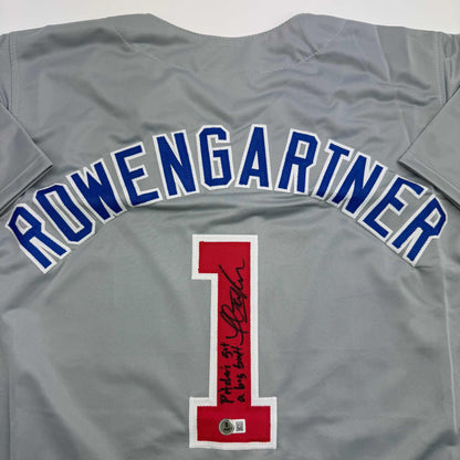 Autographed/Signed Thomas Ian Nicholas Henry Rowengartner Rookie Of The Year Chicago Grey Baseball Jersey Beckett BAS COA