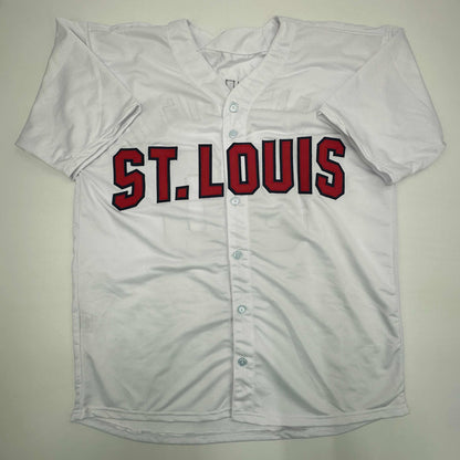 Facsimile Autographed Adam Wainwright St. Louis White Reprint Laser Auto Baseball Jersey Size Men's XL
