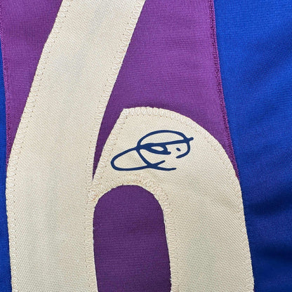 Framed Facsimile Autographed Xavi Hernandez 35x39 FC Barcelona Blue/Red Reprint Laser Auto Soccer Jersey