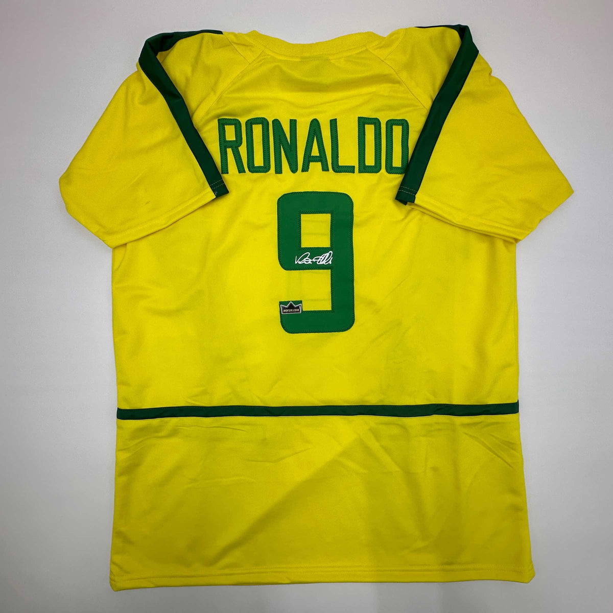 Facsimile Autographed Ronaldo Nazario Brazil Yellow World Cup Reprint Laser Auto Soccer Jersey Size Men's XL