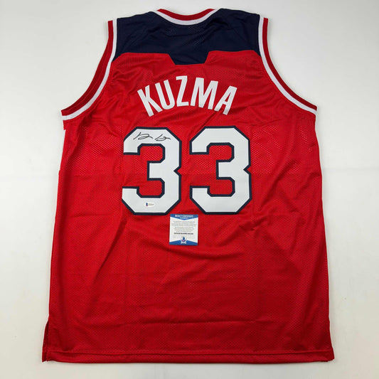 Autographed/Signed Kyle Kuzma Washington Red Basketball Jersey Beckett BAS COA