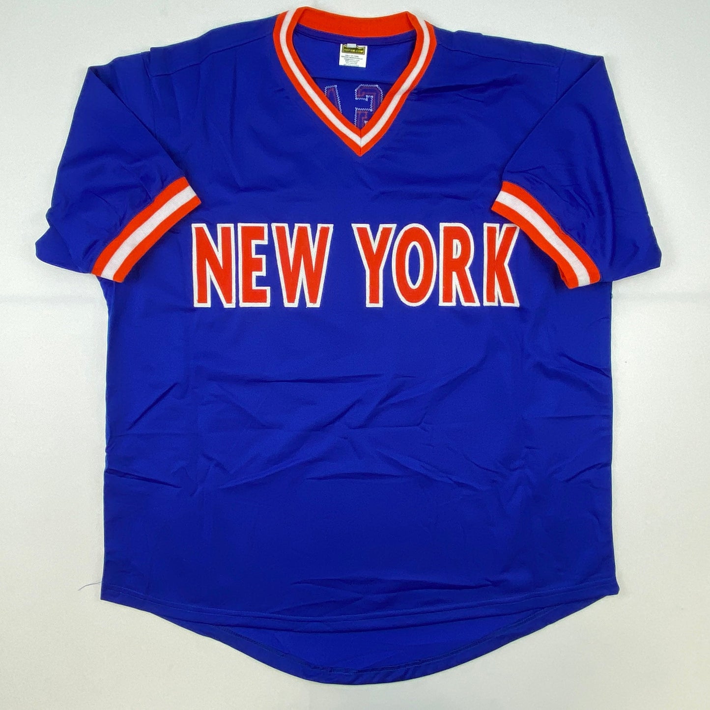 Autographed/Signed Dave Kingman 442 HR New York Blue Baseball Jersey JSA COA