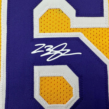 Facsimile Autographed LeBron James Los Angeles LA Yellow Reprint Laser Auto Basketball Jersey Size Men's XL