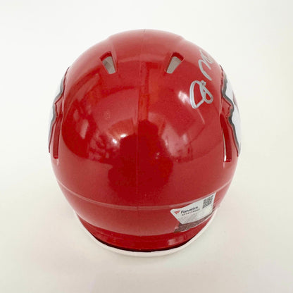 Autographed/Signed Joe Montana Kansas City Chiefs Red Mini Football Helmet Fanatics COA
