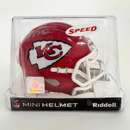 Autographed/Signed Joe Montana Kansas City Chiefs Red Mini Football Helmet Fanatics COA