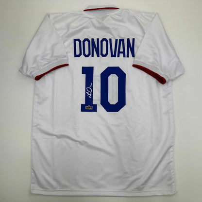 Facsimile Autographed Landon Donovan United States USA White World Cup Reprint Laser Auto Soccer Jersey Size Men's XL