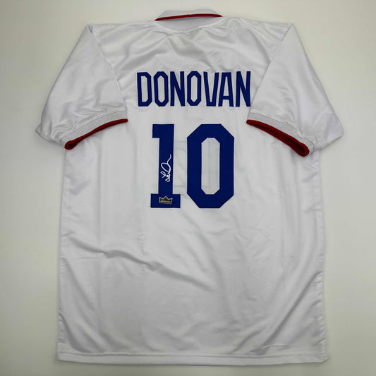 Facsimile Autographed Landon Donovan United States USA White World Cup Reprint Laser Auto Soccer Jersey Size Men's XL