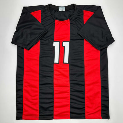 Facsimile Autographed Zlatan Ibrahimovic AC Milan Black/Red Reprint Laser Auto Soccer Jersey Size Men's XL
