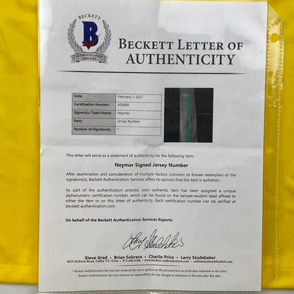 Autographed/Signed Neymar Jr. Brazil Soccer Futbol Jersey Beckett BAS COA/LOA