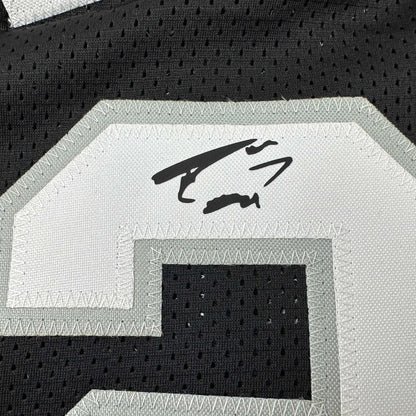 Facsimile Autographed Tim Duncan San Antonio Black Reprint Laser Auto Basketball Jersey Size Men's XL