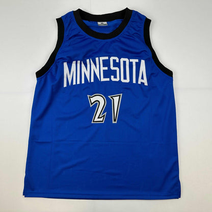 Facsimile Autographed Kevin Garnett Minnesota Blue Reprint Laser Auto Basketball Jersey Size Men's XL