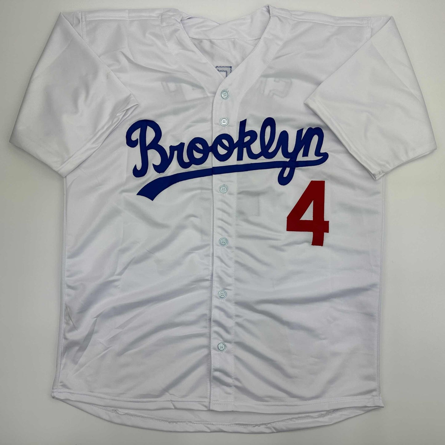 Facsimile Autographed Duke Snider Brooklyn Los Angeles LA White Reprint Laser Auto Baseball Jersey Size Men's XL