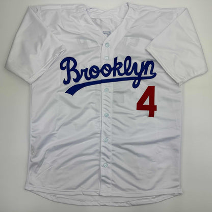 Facsimile Autographed Duke Snider Brooklyn Los Angeles LA White Reprint Laser Auto Baseball Jersey Size Men's XL