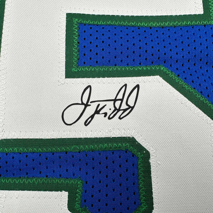 Framed Facsimile Autographed Jason Kidd 35x39 Dallas Blue Reprint Laser Auto Basketball Jersey