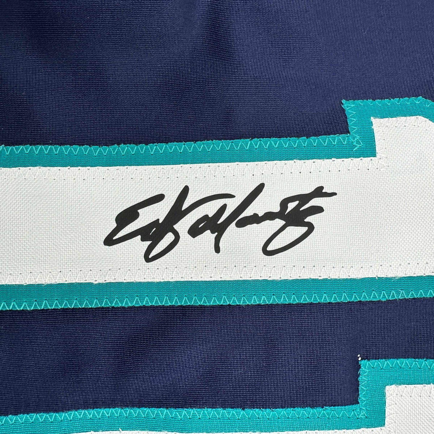 Framed Facsimile Autographed Edgar Martinez 35x39 Seattle Blue Reprint Laser Auto Baseball Jersey