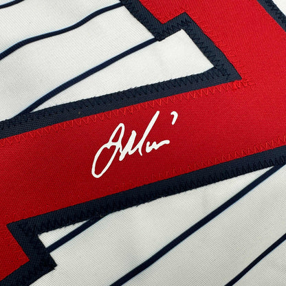 Facsimile Autographed Joe Mauer Minnesota Pinstripe Reprint Laser Auto Baseball Jersey Size Men's XL