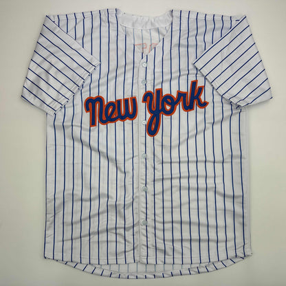 Facsimile Autographed Gary Carter New York Pinstripe Reprint Laser Auto Baseball Jersey Size Men's XL