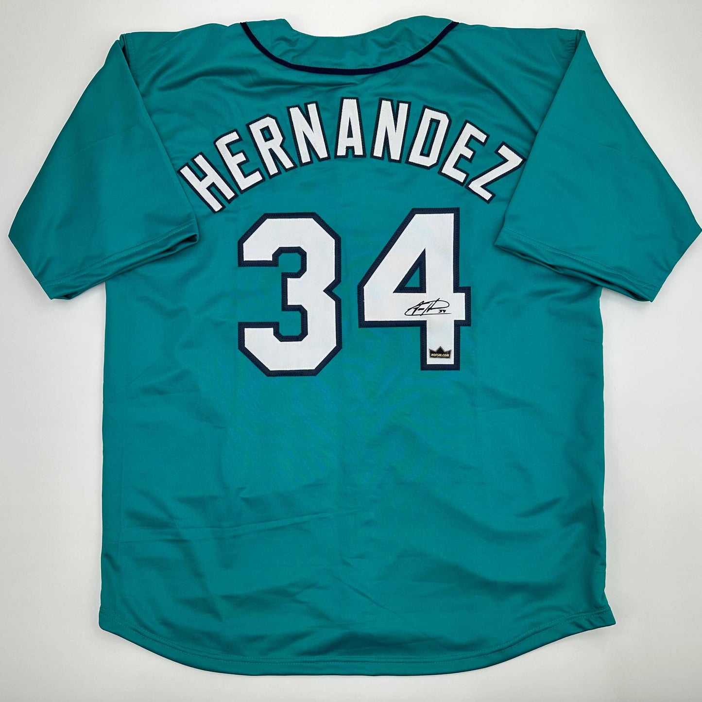 Facsimile Autographed Felix Hernandez Seattle Teal Reprint Laser Auto Baseball Jersey Size Men's XL
