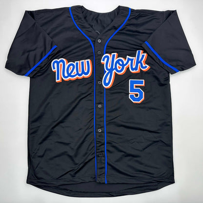 Facsimile Autographed David Wright New York Black Reprint Laser Auto Baseball Jersey Size Men's XL